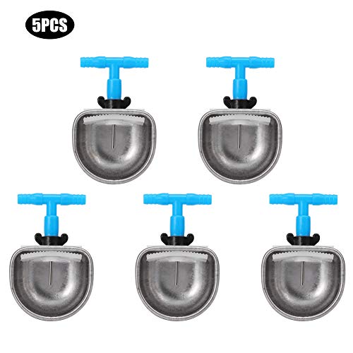 Akozon 5Pcs Stainless Steel Automatic Drinker Nipple Waterer with Small Bowl Tee Connector, Proof Farm Accessory Compatible Standard PVC Tubing - size: #11