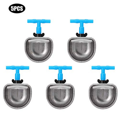 Akozon 5Pcs Stainless Steel Automatic Drinker Nipple Waterer with Small Bowl Tee Connector, Proof Farm Accessory Compatible Standard PVC Tubing - size: #11