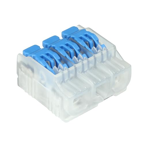 Ideal Electrical in-Sure Lever Wire Connector,12 AWG, 3-Port (30-05L23), Bag of 50—Compact Releasable Connectors for Solid and Stranded Wires - size: Bag of 50, style: 3 Port / 12-24 AWG