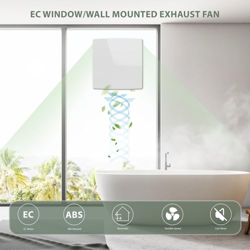 Exhaust Fan Wall Mounted Bathroom 4 Inch with Remote Control Low Noise EC Motor, Easy Glass/Wall Installation, Variable Speed,Suitable for Ventilation in Rooms, Homes, Garages, and Attics - size: APC10-J-4in