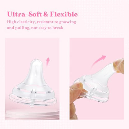 LittleForBig Silicone Soft Touch Adult Bottle Nipples Replacement Teat Compatible with LittleForBig Bottles - Assorted 3-Pack
