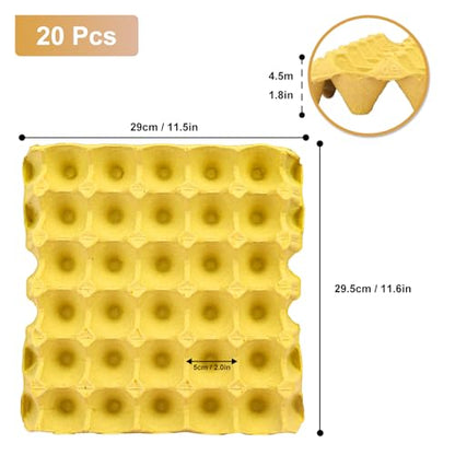 20 Flats 30-Cell Egg Crate?Holds 30 Eggs?, Cardboard Egg Cartons, Sturdy and Stackable Egg Flats, Perfect Egg Crates for Fresh Eggs, Chicken Farm - size: 20 Pack yellow