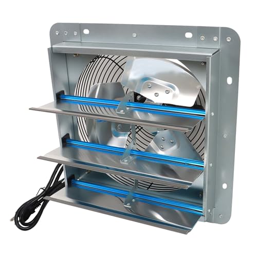 12 Inch Shutter Exhaust Fan, Exhaust Fan Wall Mounted with Speed Controller, Suitable for Factories, Basements, Warehouses, Chicken Coops, Car Parks - size: 12 Inch(with 1.65 Meters Power Cord)