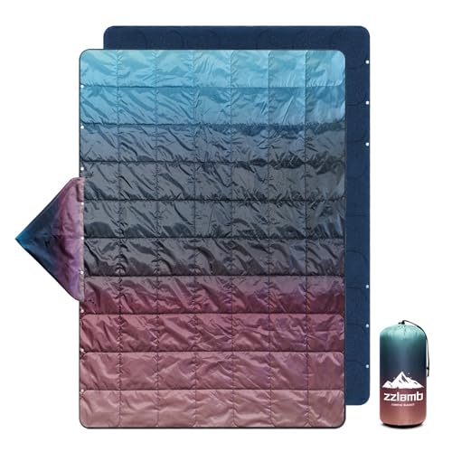 zzlamb Hooded Stadium Blanket,Waterproof Outdoor Camping Blanket Polar Fleece,Warm Windproof Portable for Stadium,Sports,Picnic,Beach,Car,Pets,56x75in Purple Green Fade - color: Purple Green Fade
