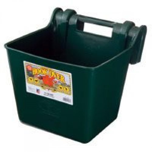 Little Giant® Plastic Hook Over Feeder | Mountable Livestock & Pet Feed Bucket | Horse Feed Bucket | Made in USA | 15 Quarts | Green - color: Green, size: 15 Quart