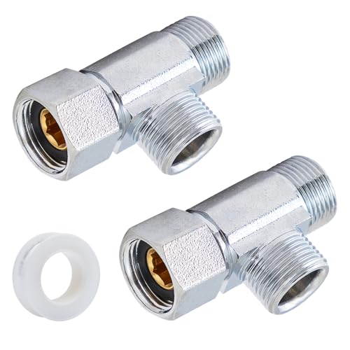 SUNGATOR 3/8 Inch Compression Tee, 3 Way Water Line Splitter, Add-A-Tee Valve 3/8 Inch Inlet x 3/8" Outlet x 3/8” Outlet, No Lead Brass Compression Splitter (2-Pack) - style: 3/8 Add-A-Tee Chromed