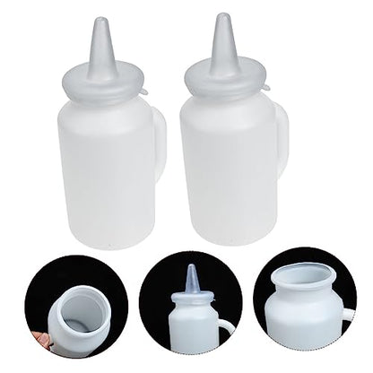 2pcs Calf Milk Bottle Soft Squeeze Pet Nursing Bottle for Puppies and Kittens Durable and Easy to Clean Large Capacity Feeding for Calves and Small Animals - color: White