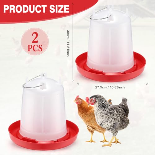 Pickmesh 2 Pcs 2 Gallon Plastic Poultry Drinker Poultry Waterer Automatic Chicken Water Feeder Fed Water Container Jar for Duck Baby Chicks Rabbit Turkeys Outdoor Farm