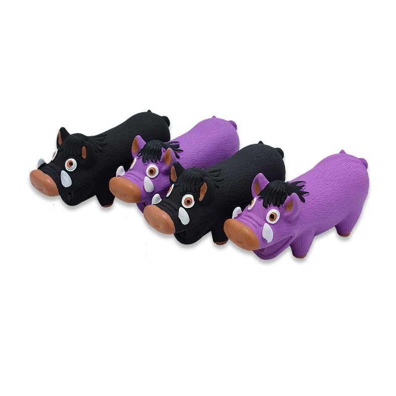 Latex Wild Boar Squeaky Dog Toy, 18x7cm Durable Chew Toy for Medium and Large Dogs, Funny Animal Sound for Stress Relief and Oral Care (Purple)