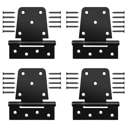 3.5 Inch Heavy Duty Gate Hinges, 4 Pack Black Iron Extra Thick T Door Hinges, Gate Hardware Kit for Indoor Outdoor, Shed, Wooden Fences, Vinyl Fence, Barn Door, Garage (Screws Included)