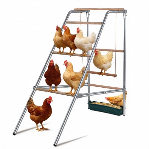 Square Chicken Roosting Perch, Perfect for Backyard Poultry, Chickens Perch for Coop, Easy to Assemble&Clean, Farm Chicken Toys - color: Silver M