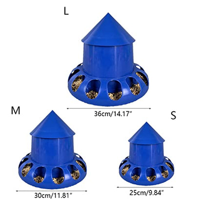 Feeder No Waste Automatic Poultry Food Dispenser House Design with Cover Hanging Poultry Food Contain Chick Feeders for Brooder No Waste - size: M