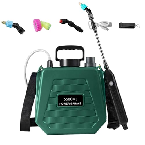 Garden Sprayer Battery Powered - Portable Mister Rechargeable | Battery Power Sprayer with Adjustable Shoulder Strap,for Farm Lawn Yard Backyard Agriculture Plant Outdoor Home - color: 6.5L Army Green
