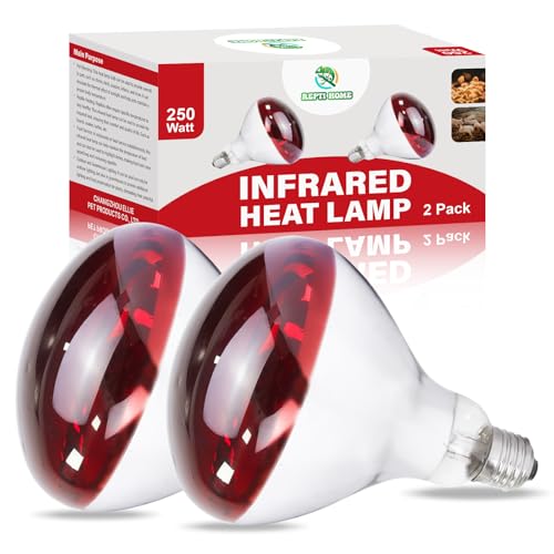 250W Infrared Heat Lamp for Chicken, Red Heat Light Bulb R125 2 Pack, Heat Lamp Bulb for Chick Croop, Reptiles, Pets, Food - size: 2 Piece