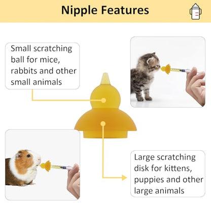 Pet Feeding Nipple, Pets Nursing Bottle, Milk Nursing Bottles Kits for Newborn Puppy & Kitten, 1 * Pet Milk Bottle, 4 * Animal Feeding Nipple, Fit for Cats, Dogs, Kittens, Puppies, Rabbits, Squirrel