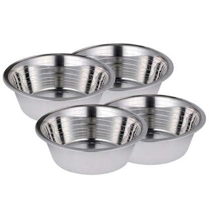 Bosky 4 Pack Stainless Steel Dog Bowls 7.7" Diameter (5 Cups) | For Food or Water, Ideal for Floor Use, For Elevated Feeder Stands - size: 7.7" (4 Pack)