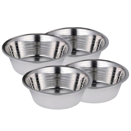 Bosky 4 Pack Stainless Steel Dog Bowls 7.7" Diameter (5 Cups) | For Food or Water, Ideal for Floor Use, For Elevated Feeder Stands - size: 7.7" (4 Pack)