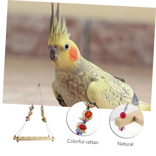 BESPORTBLE Wooden Chicken Swing Ladder Hanging Bird Toy for Parrots Chickens and Small Birds Adjustable Climbing Stand Natural Wood Design for PET Training and Play