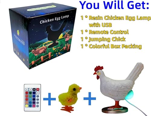 Chicken Lamp, 3D Resin Hen Laying Egg with Color Gift Box, Lifelike LED Egg - Funny Easter Christmas Birthday Gift - color: c
