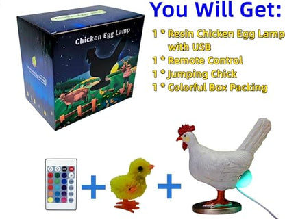 Chicken Lamp, 3D Resin Hen Laying Egg with Color Gift Box, Lifelike LED Egg - Funny Easter Christmas Birthday Gift - color: c