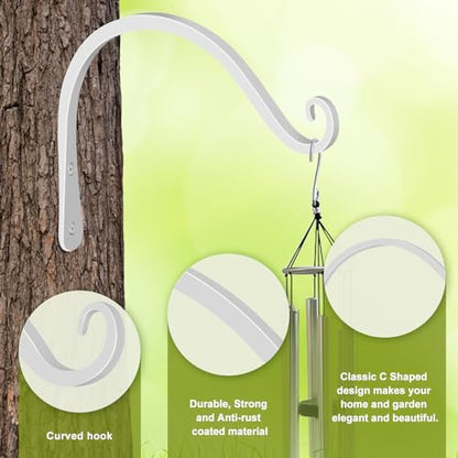 FEED GARDEN Heavy Duty Plant Hooks - 2 Pack 8 Inch Wall Mounted Hanging Brackets, 44lb Capacity Steel Plant Hangers for Bird Feeders, Baskets, Wind Chimes -White - color: White, size: 8 Inch