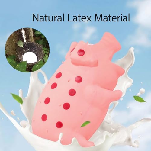 Dog Squeak Toy with Oinking Sounds, Pig Squeaky Dog Toy Latex Polka Dot Squeaky Pig Dogs Toys Rubber Chew Toys for Small, Medium and Large Dogs (Pink, L) - color: Pink, size: L