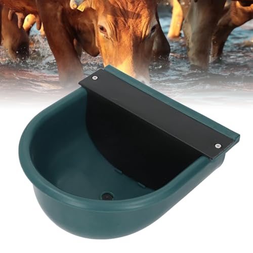 Tnfeeon Livestock Water Bowl with Drainage ABS Automatic Animal Drinking Bowl 28 X 27 X 12.5 Cm Large Capacity Easy Clean Waterer for Horse Cattle Goat Sheep Dog Outdoor Farm Use (Dark Green)