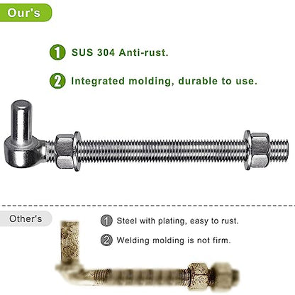 Insaga M16x 8'' J-Bolt Gate Hinge, 304 Stainless Steel J-Bolt Post Hinge for Farm Gate, 5/8" Male Pin J-Bolt Hinge for Chain Link Fence Gate, Gate Hinges for Metal Gates (4Pcs) - color: M16-8''-4PCS