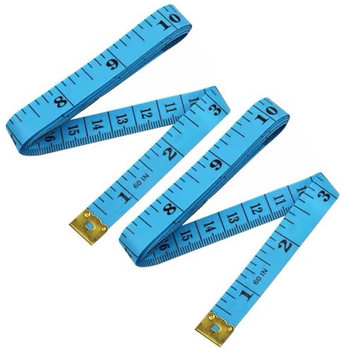 Soft Tape Measure Double Scale Measuring Tape Body Sewing Flexible Tailor Craft Vinyl Ruler for Weight Loss Medical Body Measurement, Has Centimetre Scale on Reverse Side (2pcs Blue -60 inch) - color: 2pcs Blue -60 inch