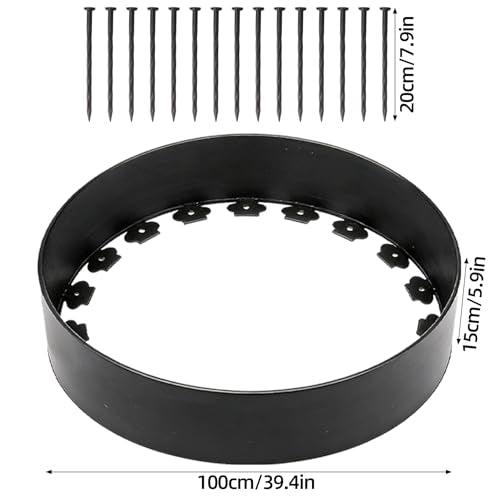 Chicken Dust Bath Tub 40" D x 5.9" H, Large Bottomless PP Poultry Bathing Ring, Dust Bath for Chickens & Small Animals, Adjustable, Easy Setup Coop Accessory for Farm & Backyard (Black)