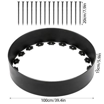 Chicken Dust Bath Tub 40" D x 5.9" H, Large Bottomless PP Poultry Bathing Ring, Dust Bath for Chickens & Small Animals, Adjustable, Easy Setup Coop Accessory for Farm & Backyard (Black)