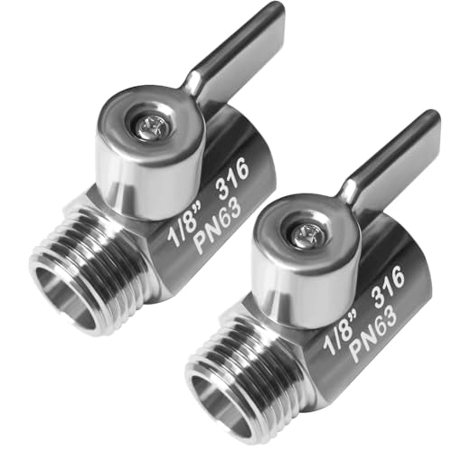 Beduan Mini Ball Valve Stainless Steel(316) 1/8" NPT Male x NPT Female Mini Ball Shutoff Valve(Pack of 2) - size: 1/8 Inch, style: 2 PACK