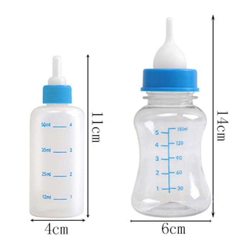 Pet Milk Feeding Bottle Portable Multi-Nipple Water Mug, Model: Small Blue - size: 50ml