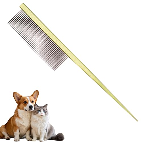 Grooming Pet Comb Rat Tail Dematting Cat and Dog Comb，Rounded Ends Design for Safe Tangle Removal, Hairstyling, Massage，Loose Hair Removal，Prevent Irritation，Fluffing Paws,Face,Tail,Remove Tear Stain - color: Green