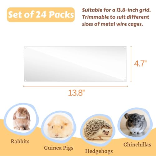 12 Pcs Cage Guard 11.8"x4.7" with Zip Ties Scatter Guard Clear Cage Liner Flexible Side Lining for Rabbit Guinea Pig C&C Metal Wire Playpen - size: 11.8" x 4.7" (12 PCS)