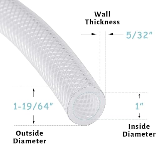 DAVCO 1" ID × 50 ft Clear Braided Hose Plastic Tubing, High Pressure Flexible Reinforced PVC for Transfer Water Air Oil, BPA Free & Non-Toxic - size: 1"ID, style: 50 Feet