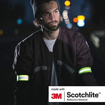 Salzmann Reflective Elastic Arm & Leg Bands | Adjustable Hi Vis | Pack of 4 | Made with 3M Scotchlite Reflective Material | For Running, Walking & Cycling | Yellow, Navy, Pink - color: Yellow