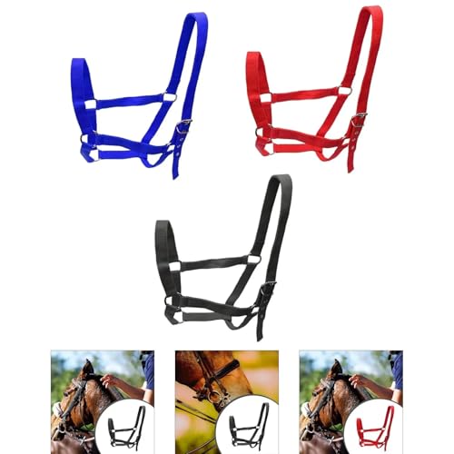Cow Halter 2pcs Horse Halter,Chin and Throat Snap,PP Good Durability Wear Resistant Rope for Pasture Racecourse Farm(Red) - color: Red