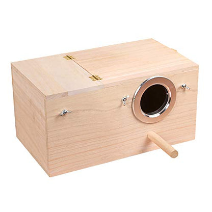YJJKJ Wood Parakeet Nest Box Pet Bird House Parrot Breeding Mating Box Bird Cage Box for Lovebirds Cockatiel Parrotlets Budgerigar Parakeet (XL) - size: Extra Large