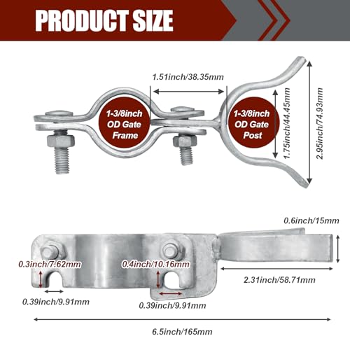 1-3/8" x 1-3/8" Chain Link Gate Latch,Galvanized Fence Gate Latch Fork Latch,Durable Chain Link Fence Lock for Farm Use Property Ownersz(Silver) - size: 1-3/8" x 1-3/8"