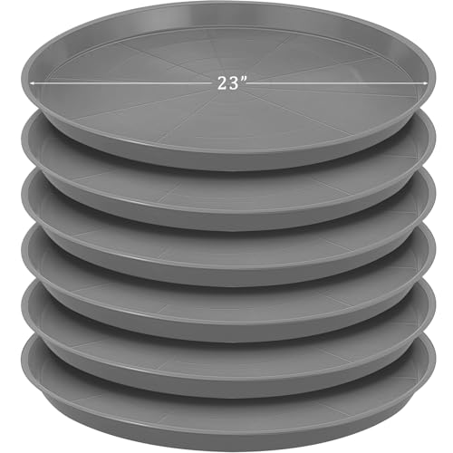Eccliy 6 Pack Plastic Plant Saucer Heavy Duty Planter Saucers Large Plant Pot Saucers Plastic Water Trays for Indoors and Outdoors Flower Plant Plant Drip (Gray,23 Inch) - color: Gray, size: 23 Inch