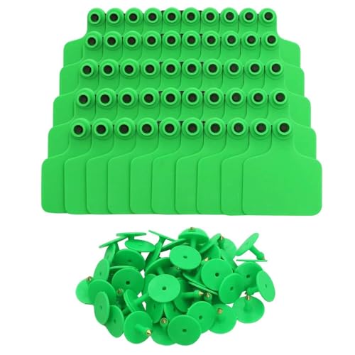 Ear Tags Blank 100pcs Livestock Large Plastic Cattle Tags with Numbers for Cows, Sheep, Goats Durable Farm Animal Identification Ear Tag(Green,75x60mm(2.95x2.36)) - color: Green, size: 75x60mm(2.95x2.36")