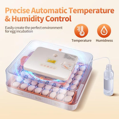 SmarketBuy 56 Egg Incubators for Hatching Eggs, Automatic Egg Turning and Humidity Temperature Control, Egg Candler, 360° Viewing Incubator for Hatching Chicken, Ducks, Goose, Quail