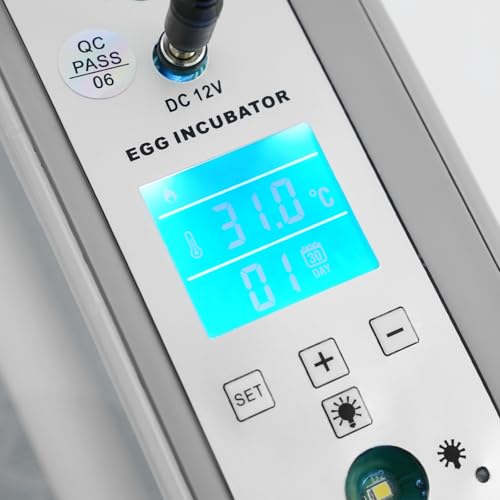 Egg Incubator, 16-Egg Incubator with Temperature Control and Humidity Control, Household Egg Incubator with Automatic Egg Turning and LED Display, Digital Poultry Hatcher for Chicken Duck Quail