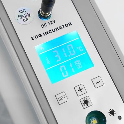 Egg Incubator, 16-Egg Incubator with Temperature Control and Humidity Control, Household Egg Incubator with Automatic Egg Turning and LED Display, Digital Poultry Hatcher for Chicken Duck Quail
