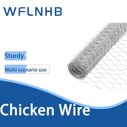 WFLNHB Hexagonal Chicken Wire Poultry Netting Galvanized Mesh Garden Fence Barrier Fence Mesh Roll 4Feet x 150Feet - size: 4FTx150FT