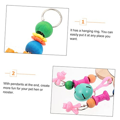 Wooden Chicken Mirror Toy Bells Hanging Mirror for Chicken Coop Fun and Play Promotes Intellectual Development and Healthy Growth Accessories
