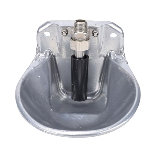 Pssopp Dog Water Bowl Dispenser, Stainless Steel Automatic Livestock Waterer with Float Valve for Cattle Sheep Goats and Pigs