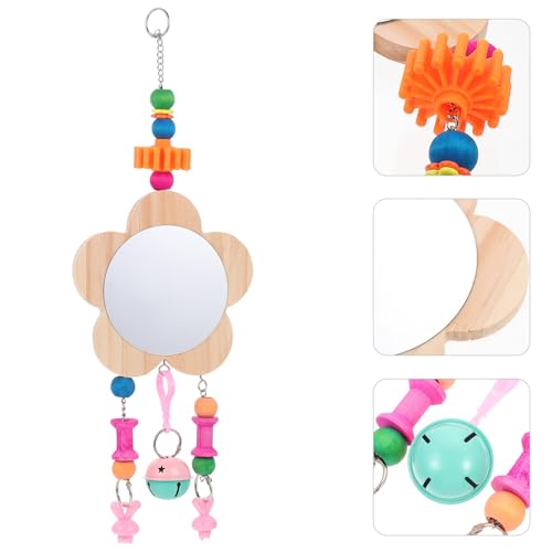 POPETPOP Rooster Hanging Mirror Toy Bell Pendant Interactive Pet Supplies for Chicken Coop Promotes Activity and Reduces Loneliness Easy to Install Random Accessories