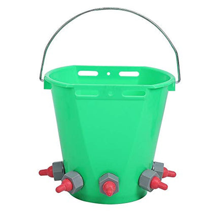 Zerodis Plastic Milk Feed Bucket, Large Capacity Animal Feeding Pot, Multiple Nipples 8L High Capacity Lamb Milk Feed Bucket for Cattle Sheep Livestoc Farm Animal